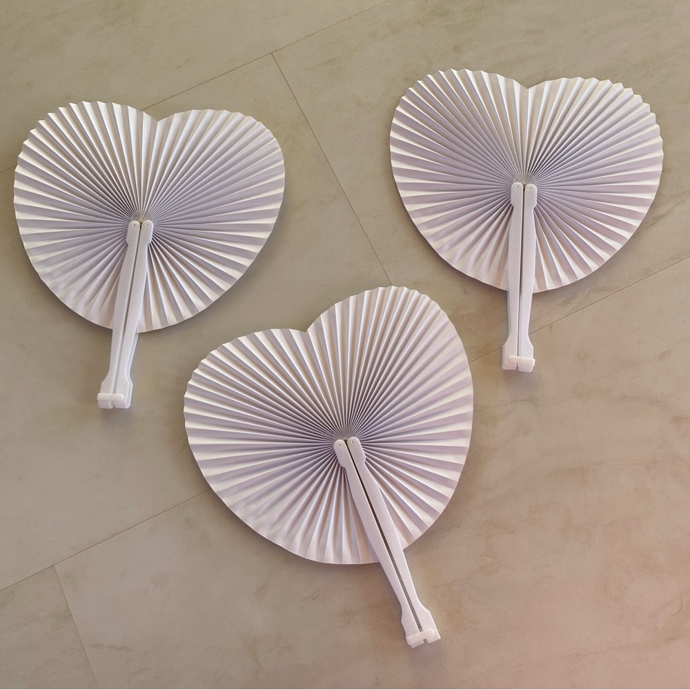 Heart Fold-up Paper Hand Fans - Pack of 3